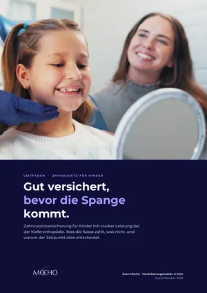 Titelseite des Leitfadens „Gut versichert, bevor die Spange kommt.“